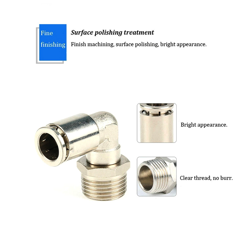 Brass pneumatic PL elbow connector quick splice