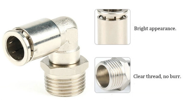 Brass pneumatic PL elbow connector quick splice connectors thread nipple connector